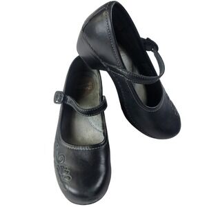 Dansko Mary Jane Clogs Womens 6 Black Leather Floral Embroidered Dollcore Shoes